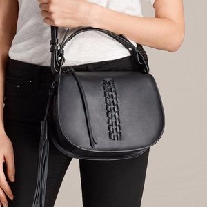 All Saints Kepi Leather Crossbody Bag Black